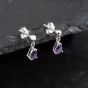 Second Hand 9ct White Gold 13mm Amethyst Tear Drop Dropper Earrings 43171391