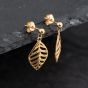 Second Hand Yellow Gold 27.5mm Leaf Dropper Earrings 43171434