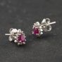 Second Hand 9ct White Gold 0.16ct Ruby & 0.10ct Diamond Pear Shaped 6.6mm Stud Earrings 43171461