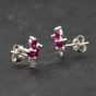 Second Hand 9ct White Gold 0.24ct Ruby & 0.02ct Diamond Marquise Shaped Flower 11.4mm Stud Earrings 43171462