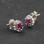 Second Hand 9ct White Gold 0.20ct Ruby & 0.06ct Diamond Oval 6.6mm Stud Earrings 43171463