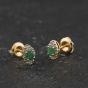 Second Hand 14ct Yellow Gold 0.42ct Emerald & 0.50ct Brilliant Cut Diamond Marquise Cluster 7.5mm Stud Earrings 43171495