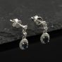 Second Hand 9ct White Gold Sapphire & Diamond Cluster Dropper Earrings 43171507