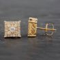 Second Hand 14ct Yellow Gold Brilliant Cut Diamond Square Cluster Stud Earrings 4317183