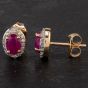 Second Hand 14ct Yellow Gold 0.14ct Ruby & 0.15ct Diamond Stud Earrings 4317285