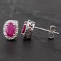 Second Hand 14ct White Gold 0.60ct Ruby & 0.10ct Diamond Stud Earrings 4317330