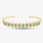 Second Hand 18ct Yellow Gold Emerald & Brilliant Cut Diamond Flexible 15cm Torque Bangle 4321007