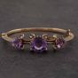 Second Hand Vintage Yellow Gold Amethyst & Seed Pearl Medium Hinged Bangle 43211001