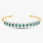 Second Hand 18ct Yellow Gold Marquise Cut Emerald & Brilliant Cut Diamond Halo Medium Torque Bangle 43211006