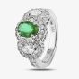 Second Hand 18ct White Gold 1.00ct Emerald &  0.85ct Diamond Triple Cluster Ring 4328073