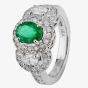 Second Hand 18ct White Gold 1.00ct Emerald &  0.85ct Diamond Triple Cluster Ring 4328073