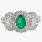 Second Hand 18ct White Gold 1.00ct Emerald &  0.85ct Diamond Triple Cluster Ring 4328073