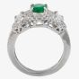 Second Hand 18ct White Gold 1.00ct Emerald &  0.85ct Diamond Triple Cluster Ring 4328073