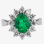 Second Hand 18ct White Gold Emerald and Diamond Cluster Ring 4328075