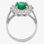 Second Hand 18ct White Gold Emerald and Diamond Cluster Ring 4328075