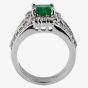 Second Hand 18ct White Gold Emerald and Diamond Cluster Ring 4328082