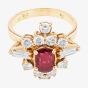 Second Hand 14ct Yellow Gold Ruby and Diamond Cluster Ring 4328161