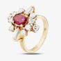 Second Hand 14ct Yellow Gold Ruby and Diamond Cluster Ring 4328161