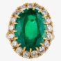 Second Hand 18ct Yellow Gold 12.00ct Emerald & Diamond Cluster Ring 4328167