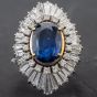 Second Hand 14ct White Gold Oval 6.08ct Sapphire & Diamond Cluster Ring 4328168