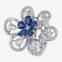 Second Hand 18ct White Gold 2.29ct Sapphire & 2.00ct Diamond Flower Cluster Ring 4328189