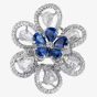 Second Hand 18ct White Gold 2.29ct Sapphire & 2.00ct Diamond Flower Cluster Ring 4328189