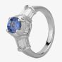 Second Hand 14ct White Gold Sapphire with Baguette Diamond Shoulders Ring 4328298