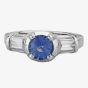 Second Hand 14ct White Gold Sapphire with Baguette Diamond Shoulders Ring 4328298