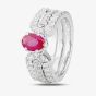 Second Hand 18ct White Gold Ruby and Diamond Ring Set 4328312