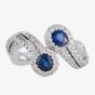 Second Hand 18ct White Gold 1.00ct Sapphire & 0.80ct Diamond Twist Ring 4328395