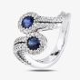 Second Hand 18ct White Gold 1.00ct Sapphire & 0.80ct Diamond Twist Ring 4328395