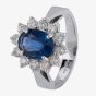 Second Hand 14ct White Gold 1.90ct Sapphire & 0.50ct Diamond Cluster Ring 4328396