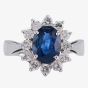 Second Hand 14ct White Gold 1.90ct Sapphire & 0.50ct Diamond Cluster Ring 4328396