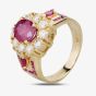Second Hand 18ct Yellow Gold 1.33ct Oval Ruby & 0.80ct Diamond Cluster Ring 4328421