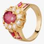 Second Hand 18ct Yellow Gold 1.33ct Oval Ruby & 0.80ct Diamond Cluster Ring 4328421