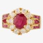 Second Hand 18ct Yellow Gold 1.33ct Oval Ruby & 0.80ct Diamond Cluster Ring 4328421