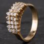 Second Hand 9ct Yellow Gold Three Row Diamond Pyramid Ring 4328579