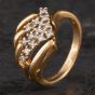 Second Hand 9ct Yellow Gold Diamond Cross Over Cluster Ring 4328706