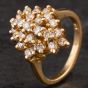 Second Hand 14ct Yellow Gold Diamond Multi Row Cluster Ring 4328740