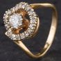Second Hand 14ct Yellow Gold 0.45ct Brilliant Cut Diamond Halo Custer Ring 4328756