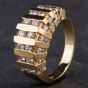 Second Hand 14ct Yellow Gold Diamond Two Row Fancy Ring 4328761