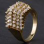 Second Hand 14ct Yellow Gold Diamond 7 Row Pyramid Cluster Ring 4328790