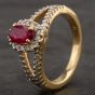 Second Hand 14ct Yellow Gold Oval 0.78ct Ruby & 0.50ct Diamond Cluster Ring 4332075