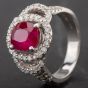 Second Hand 18ct White Gold Oval 3.05ct Ruby & 1.34ct Diamond Tiered Ring 4332184
