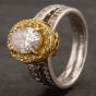 Second Hand 14ct Two Colour Gold Oval Diamond Cluster Ring 4332186