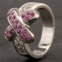 Second Hand 18ct White Gold Pink Sapphire Crossover Ring 4332193
