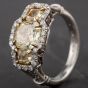 Second Hand Platinum Yellow Diamond Three Stone Diamond Cluster with Open Shoulders 2.01ct Ring 4332217