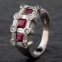 Second Hand 14ct White Gold 1.60ct Ruby & 1.25ct Diamond Band Fancy Ring 4335002