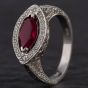 Second Hand 14ct White Gold 1.00ct Ruby & 1.05ct Brilliant Cut Diamond Marquise Cluster Ring 4335004