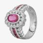 Second Hand Platinum 1.50ct Ruby & 0.75ct Diamond Flower Cluster Ring 4335014